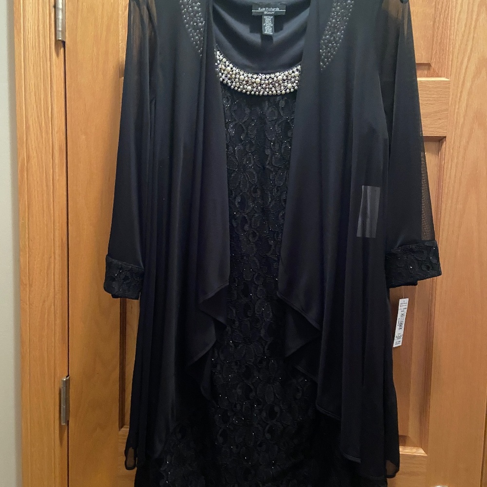 R&M Richards Womens Black 2 piece dress Size 22 NWT